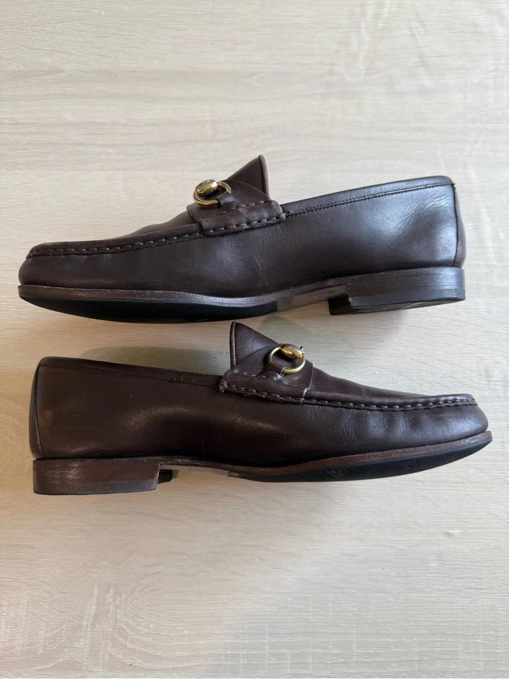 Vintage Gucci Horsebit Loafers Brown Leather Men’s EU 42.5 Moc Toe Italy
